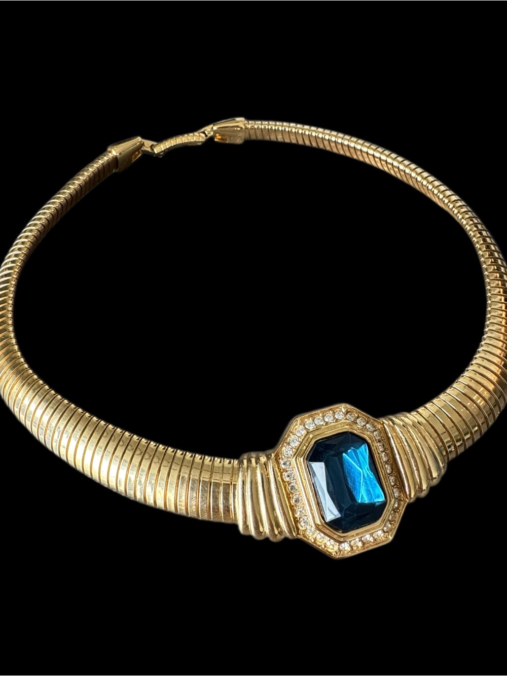 ✨Gorgeous Omega Statement Necklace with Blue Octagon Cabochon